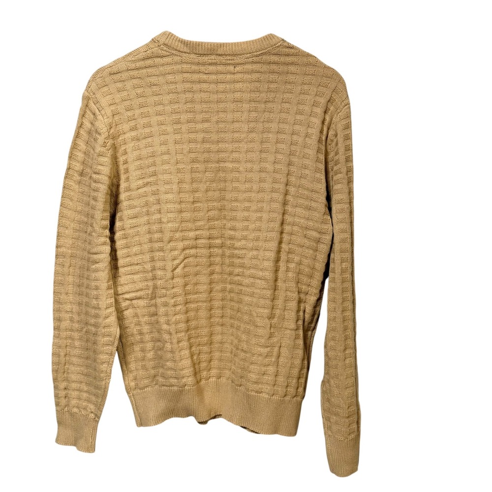 Tribekka 44 Mens Oatmeal Tan Textured Grid Waffle Knit Crewneck Sweater Size M - Picture 2 of 5